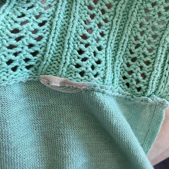 Anthro Crochet Mint Long Sleeves Open Front Cardigan - Picture 5 of 9